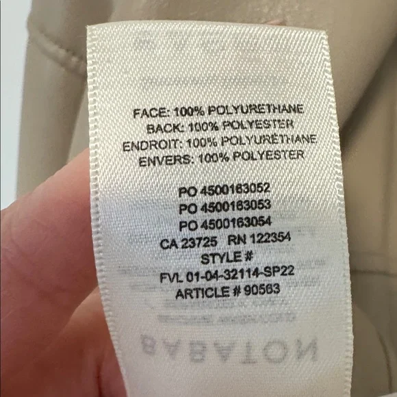 Babaton Pelli Shirt Jacket Vegan Leather Button-Down Relaxed Fit Cream SzL - Picture 14 of 14